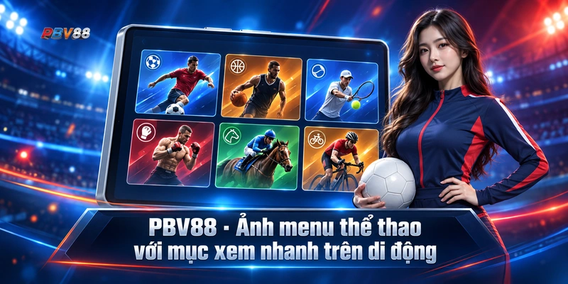 PBV88 · Ảnh menu thể thao với mục xem nhanh trên di động